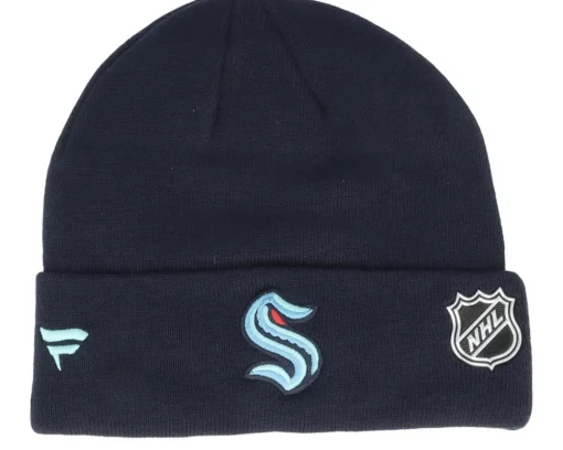 Fashion Fanatics Seattle Kraken Authentic Pro Game&Train Knit Navy Cuff - Blue
