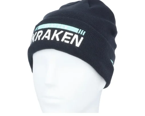 Fashion Fanatics Seattle Kraken Authentic Pro Game&Train Knit Navy Cuff - Blue