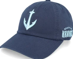 Dad Cap-American Needle Seattle Kraken Blue Line Navy Dad Cap -