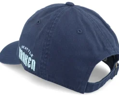 Dad Cap-American Needle Seattle Kraken Blue Line Navy Dad Cap -