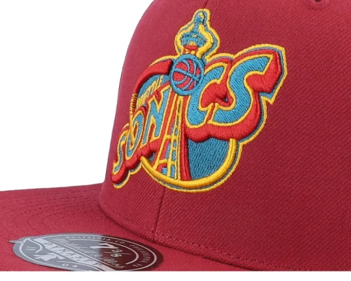 Fitted-Mitchell & Ness Seattle Supersonics Northern Lights Cardinal Fitted - Red