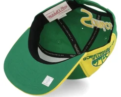 Snapback-Mitchell & Ness Seattle Supersonics Rear Script Deadstock Green/Gold Snapback -
