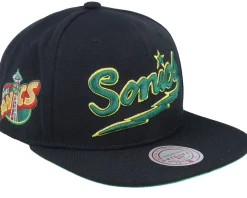 Online Mitchell & Ness Seattle Supersonics Triple Play Snapback - Black