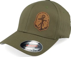Flexfit-Iconic Set Sail Anchor Wooly Combed Olive Flexfit - Green
