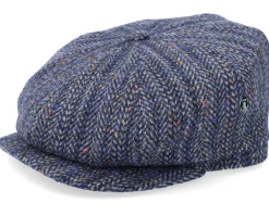 Flat Caps-City Sport Sixpence Navy Flat Cap -