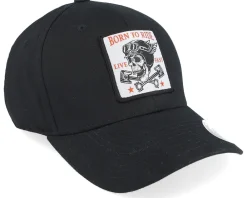 Hot Born To Ride Skull & Pistons Patch Black Flexfit -