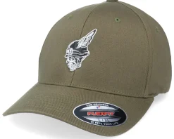 Outlet Born To Ride Skull Biker Logo Olive Flexfit -