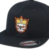 New Iconic Skull Crown Flat Brim Black Fitted -
