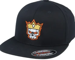 New Iconic Skull Crown Flat Brim Black Fitted -
