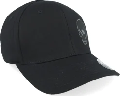 Discount Iconic Skull Engraved Wooly Combed Black Flexfit -