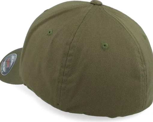 Flexfit-Iconic Skull Engraved Wooly Combed Olive Flexfit -