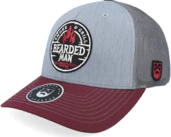 Trucker-Bearded Man Smoke Grill Bbq Logo Blk 112 /Charcoal/Maroon Trucker - Grey