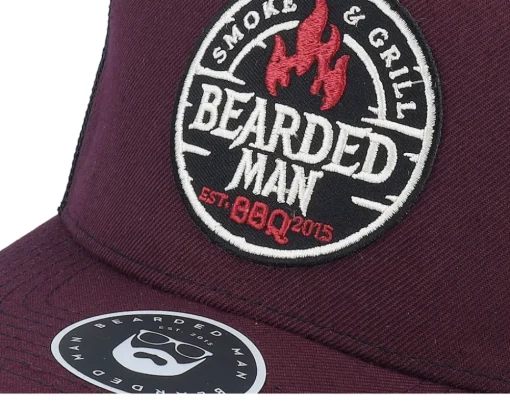 Trucker-Bearded Man Smoke Grill Bbq Logo Duck Plum/Black/Ducks A-frame - Red