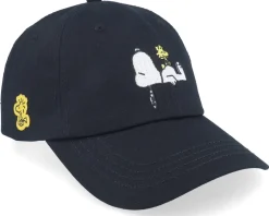 Dad Cap-Capslab Snoopy & Woodstock Black Dad Cap -