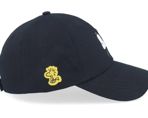 Dad Cap-Capslab Snoopy & Woodstock Black Dad Cap -