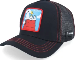 Trucker-Capslab Snoopy & Woodstock Peanuts Black Trucker -