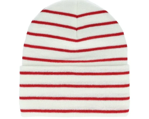 Outlet Beechfield Soft /Classic Red Deep Striped Cuff - White