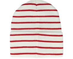 Outlet Beechfield Soft /Classic Red Deep Striped Cuff - White