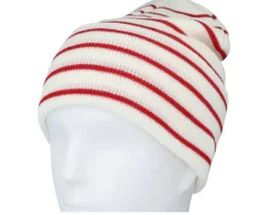 Outlet Beechfield Soft /Classic Red Deep Striped Cuff - White
