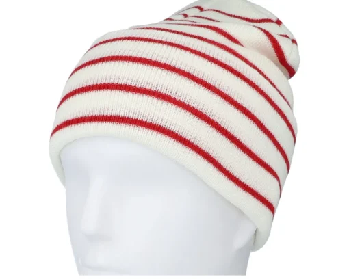 Outlet Beechfield Soft /Classic Red Deep Striped Cuff - White
