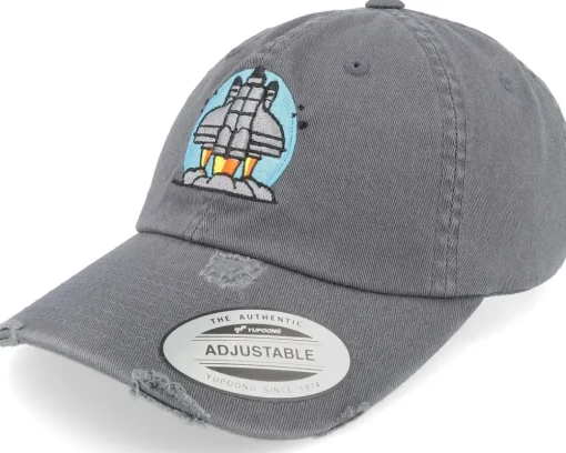 Dad Cap-Abducted Space Rocket Launch Grey Destroyed Dad Cap -