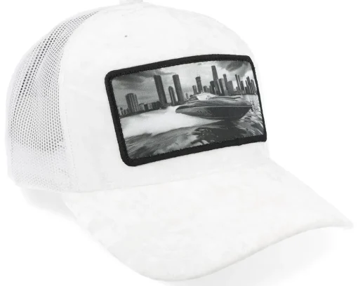 Velvet Caps-Calza Pennello Speed Boat Racing Velvet A-Frame Trucker - White