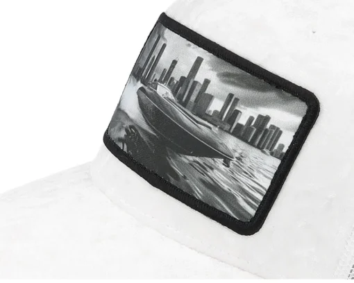 Velvet Caps-Calza Pennello Speed Boat Racing Velvet A-Frame Trucker - White