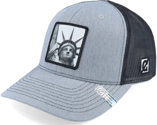 Trucker-Public Domain Statue Of Liberty Heather Grey/Black Trucker -