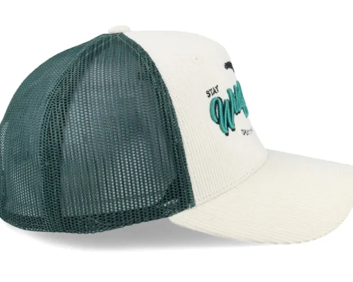 Trucker-Wild Spirit Stay Wild Script Cord Ivory/Dark Forest A-frame - White