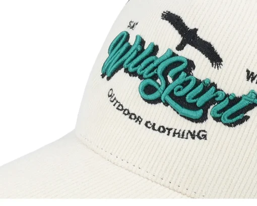 Trucker-Wild Spirit Stay Wild Script Cord Ivory/Dark Forest A-frame - White