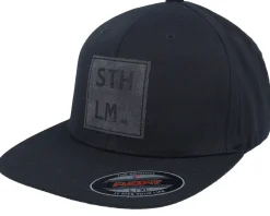 Fitted-Iconic Sthlm Chemical Formula Engraved Black Flat Brim Fitted -