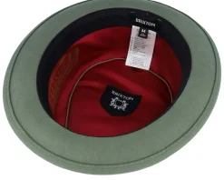 Pork Pie Hats-Brixton Stout Light Moss/Coffee Diamond Pork Pie -
