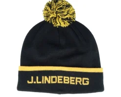 Discount J.Lindeberg Stripe Beanie Pom - Black