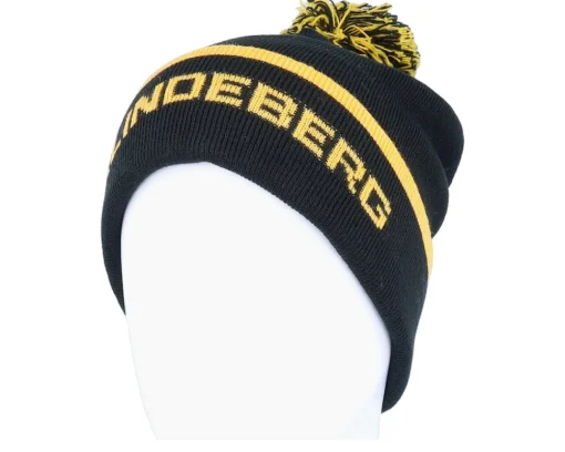 Discount J.Lindeberg Stripe Beanie Pom - Black