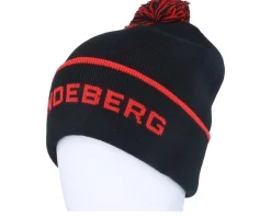 Pom Beanies-J.Lindeberg Stripe Beanie Pom - Black