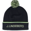 Golf-J.Lindeberg Stripe Beanie Navy Pom -