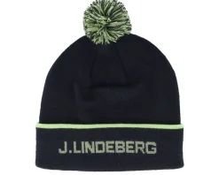Golf-J.Lindeberg Stripe Beanie Navy Pom -