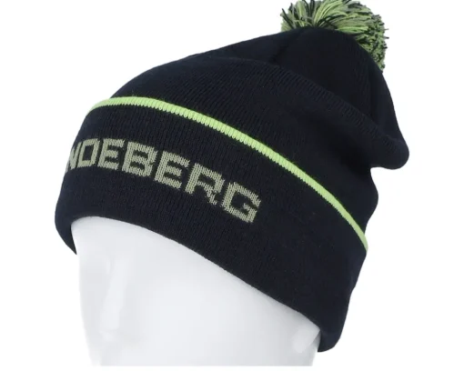 Golf-J.Lindeberg Stripe Beanie Navy Pom -