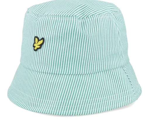 New Lyle & Scott Stripe Hat Court /White Bucket - Green