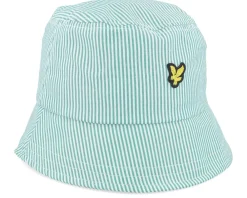 New Lyle & Scott Stripe Hat Court /White Bucket - Green