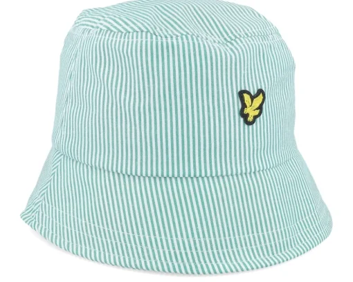 New Lyle & Scott Stripe Hat Court /White Bucket - Green