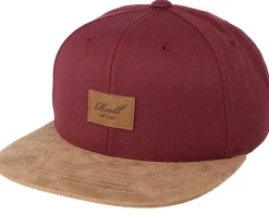 Online Reell Suede Maroon Snapback - Red