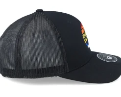 Trucker-Bearded Man Sunset Logo Black Trucker -