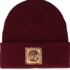 Clearance Bearded Man Sunset Logo Patch Burgundy Beanie -