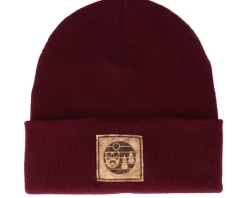 Clearance Bearded Man Sunset Logo Patch Burgundy Beanie -