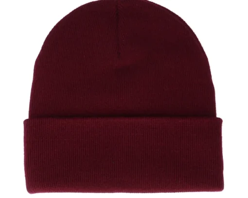 Clearance Bearded Man Sunset Logo Patch Burgundy Beanie -
