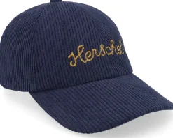 Dad Cap-Herschel Sylas Corduroy Chain Stitch Cap Black Iris/Gold Yellow Dad Cap - Blue
