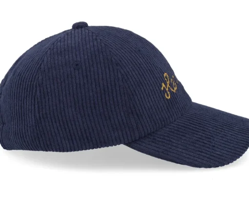 Dad Cap-Herschel Sylas Corduroy Chain Stitch Cap Black Iris/Gold Yellow Dad Cap - Blue