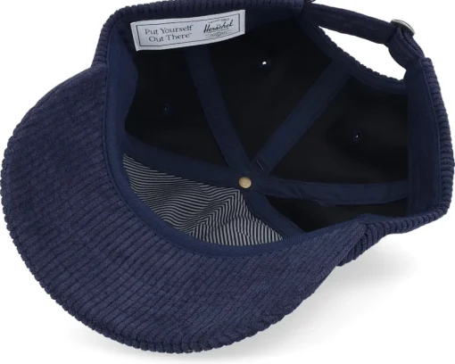Dad Cap-Herschel Sylas Corduroy Chain Stitch Cap Black Iris/Gold Yellow Dad Cap - Blue