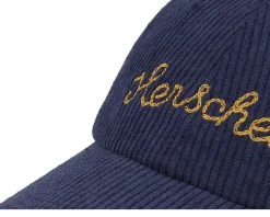Dad Cap-Herschel Sylas Corduroy Chain Stitch Cap Black Iris/Gold Yellow Dad Cap - Blue